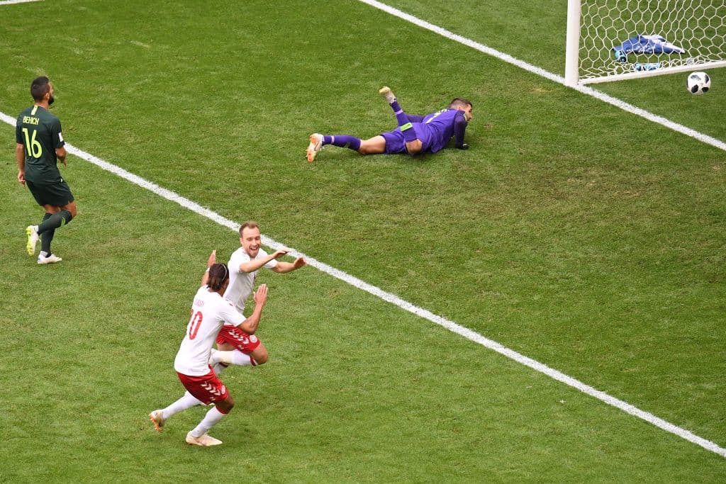 46.- Christian Eriksen (Dinamarca) al minuto 7. Dinamarca 1-0 Australia.