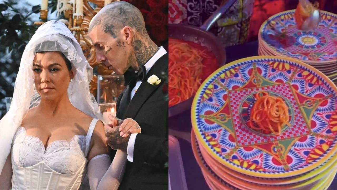 Las imágenes de la diminuta cena de la boda de Kourtney Kardashian de la que todos hablan
