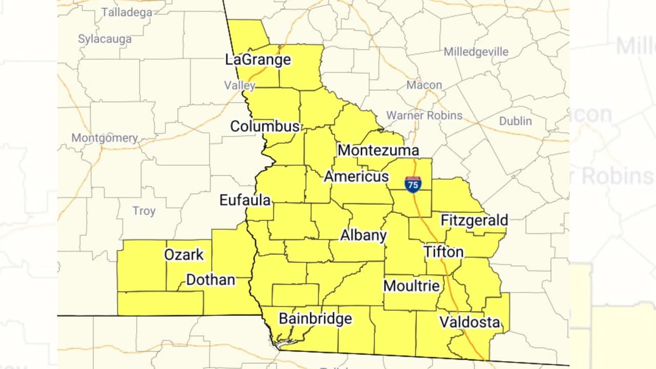 Emiten una alerta de tornado para porciones de Georgia y Alabama 