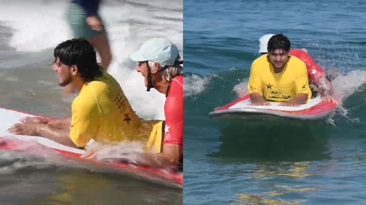 Un veterano de San Antonio logra surfear pese a su parálisis