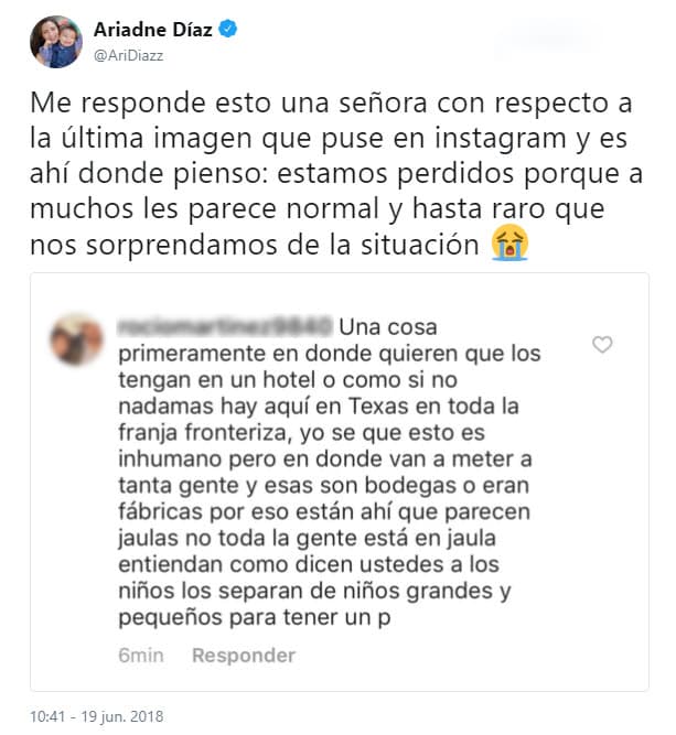 Los comentarios de los usuarios no se hicieron esperar, y contestó algunos con los que no estuvo de acuerdo, como sucedió con este mensaje.
