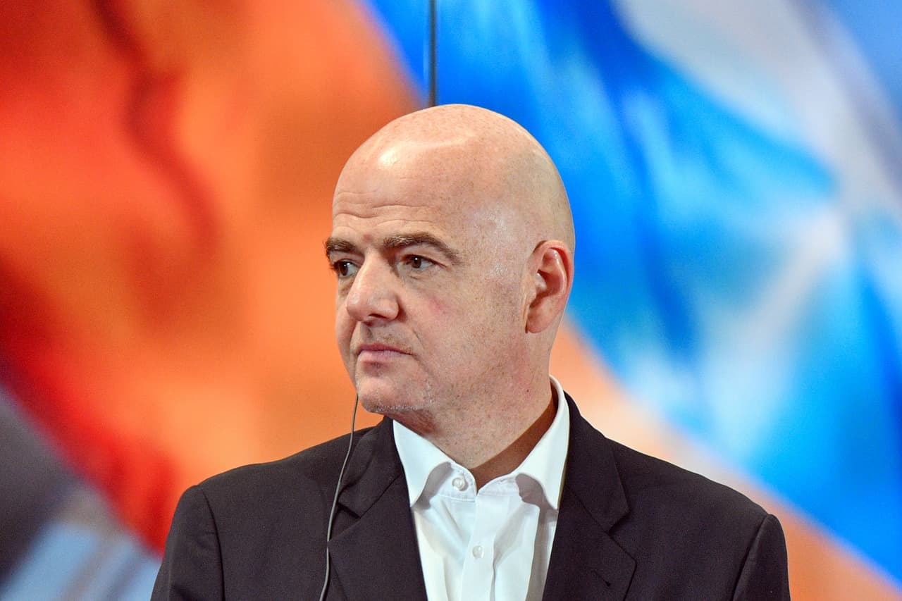 FIFA president Gianni Infantino takes part in the opening of the 2018 FIFA World Cup Russia International Broadcast Centre (IBC) at Moscow's Crocus Expo International Exhibition Center on June 9, 2018. (Photo by Mladen ANTONOV / AFP) (Photo credit should read MLADEN ANTONOV/AFP/Getty Images)