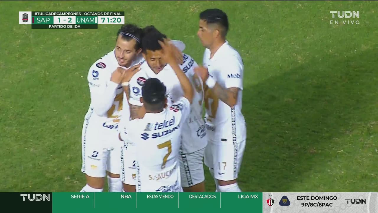 ¡Al ángulo! Zapatazo de Dinenno a las redes para el 1-2 de Pumas