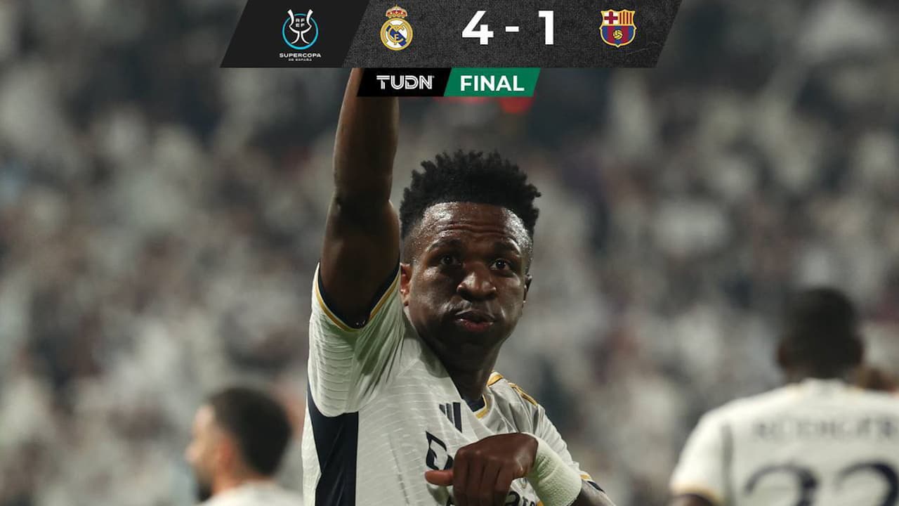 Con triplete de Vinicius, Real Madrid humilla al Barcelona y se queda con la Supercopa de España