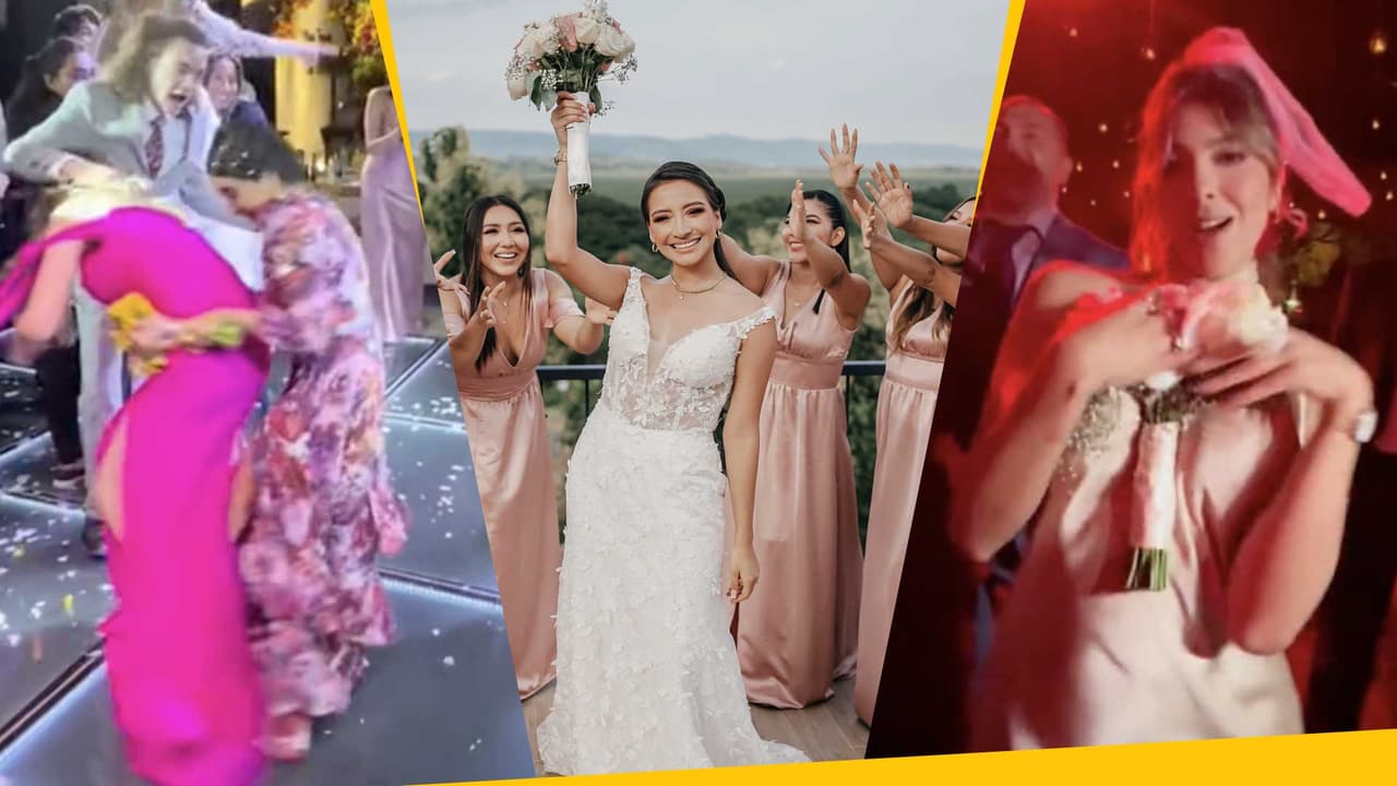 Se pelean por el ramo y se dan con todo: señoras que se caen, golpes y más