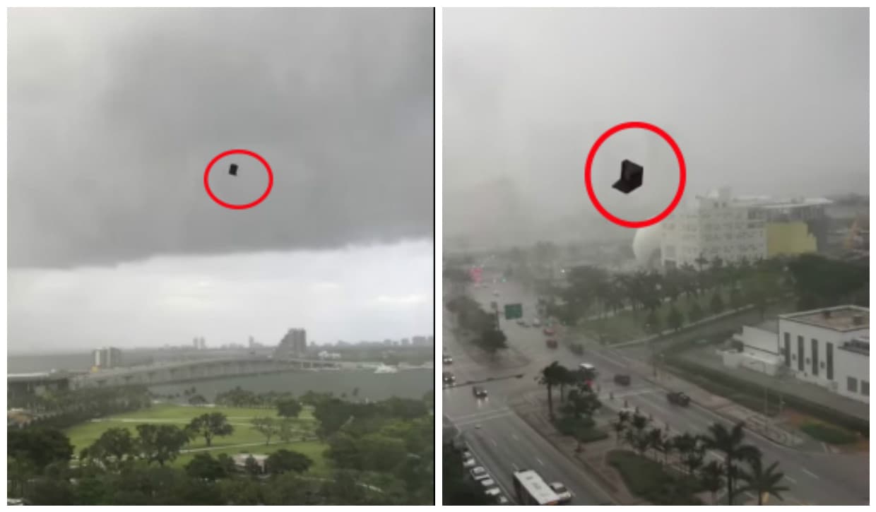 ¡Llovieron muebles durante tormenta en Miami!