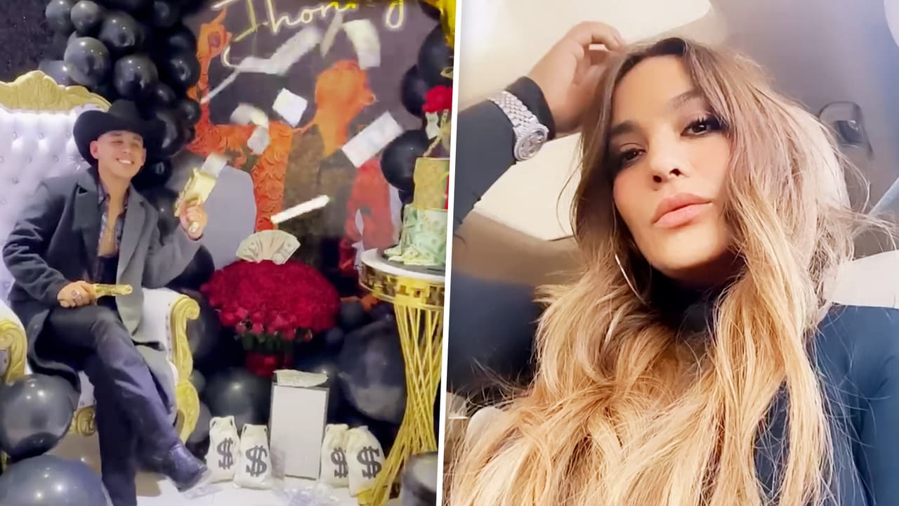 Jhonny Caz festeja su ‘cumple’ con pastel forrado en dólares (y Mayeli Alonso aparece con arma en mano)