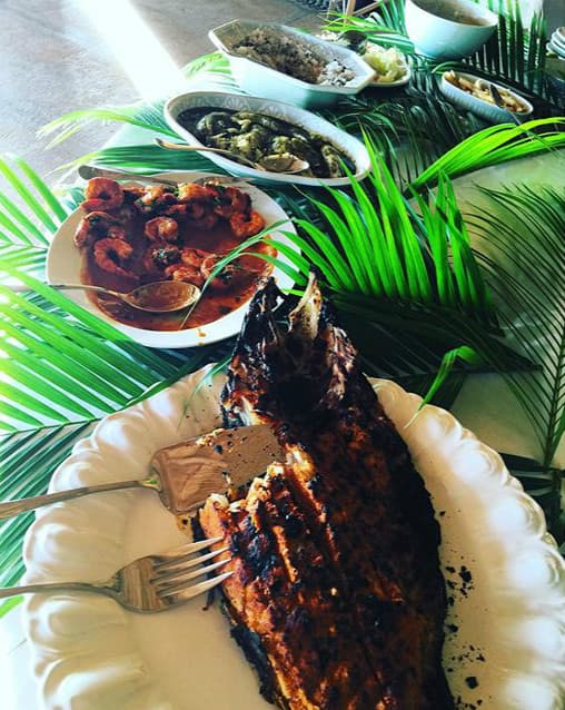 ¡Delicia en la playa! Gali nos compartió en Instagram su comida, un riquísimo pescado a la talla.