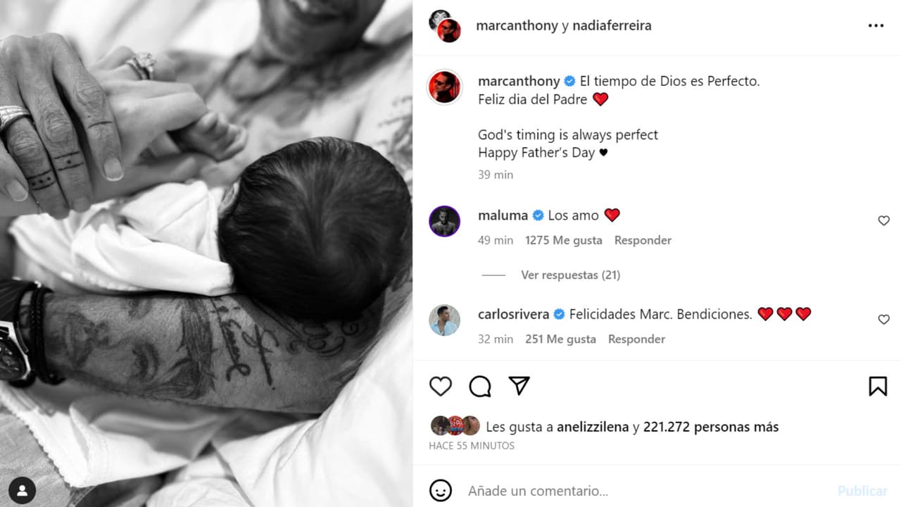 Esta es la primera foto que Marc Anthony y Nadia Ferreira comparten de su bebé.