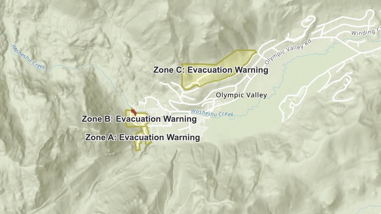 Zonas con advertencia de evacuación en Olympic Valley