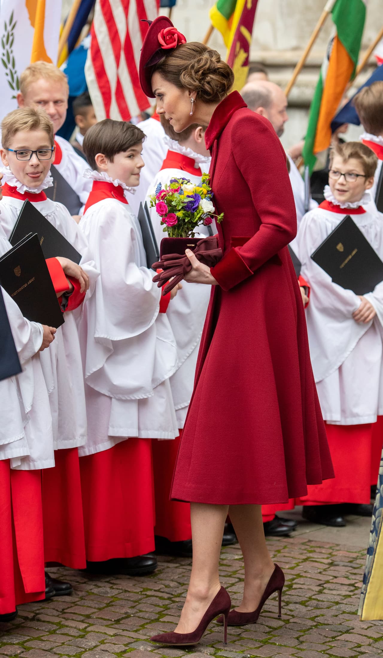 La celebración del Día de la Commonwealth fue el momento vintage que la duquesa eligió para reutilizar sus piezas más antiguas: el abrigo Catherine Walker y la joyería Mouawad.
