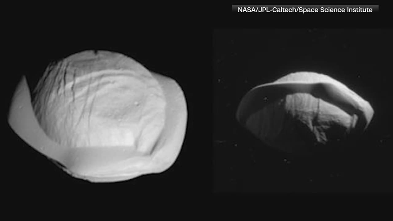Parece un ravioli: la NASA publica fotos de una de las lunas de Saturno con forma peculiar