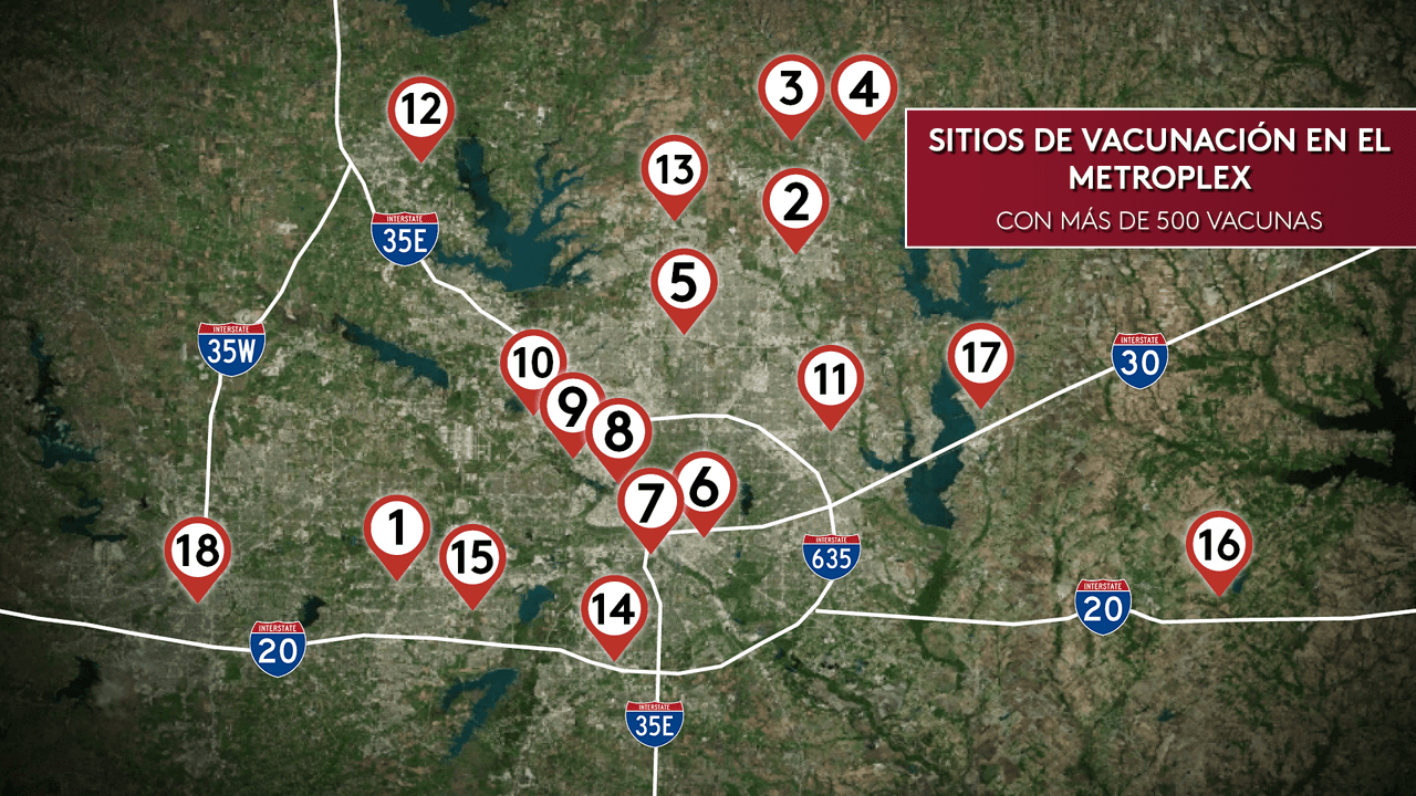 Sitios de vacunación en el metroplex con más de 500 vacunas.