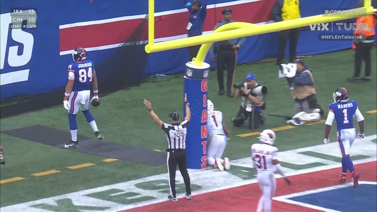 ¡Magistral recepción de Theo Johnson! TD de los Giants