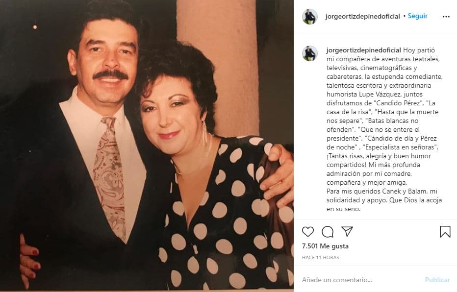 En su despedida, el mexicano de 72 años escribió una línea en la que destacó los divertidos momentos que vivieron juntos: "¡Tantas risas, alegría y buen humor compartidos! Mi más profunda admiración por mi comadre, compañera y mejor amiga".