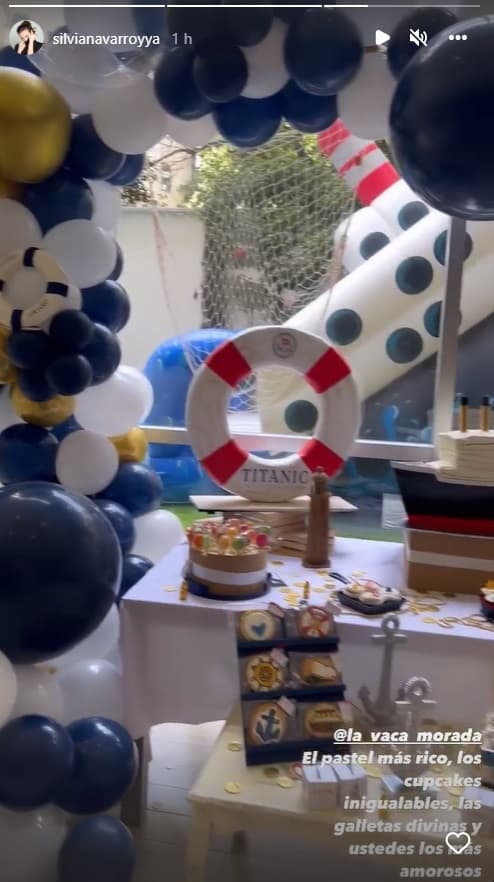 Además de ese tierno detalle para su hijo, la actriz compartió en sus historias de Instagram la espectacular fiesta de cumpleaños que organizó para su retoño con temática de Titanic.