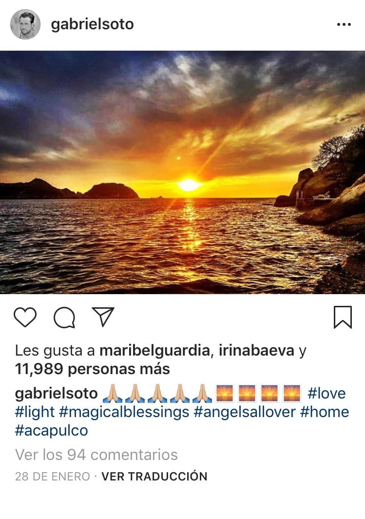 Gabriel despidió el 2017 en Acapulco, Guerrero, y sus publicaciones fueron del agrado de Irina.