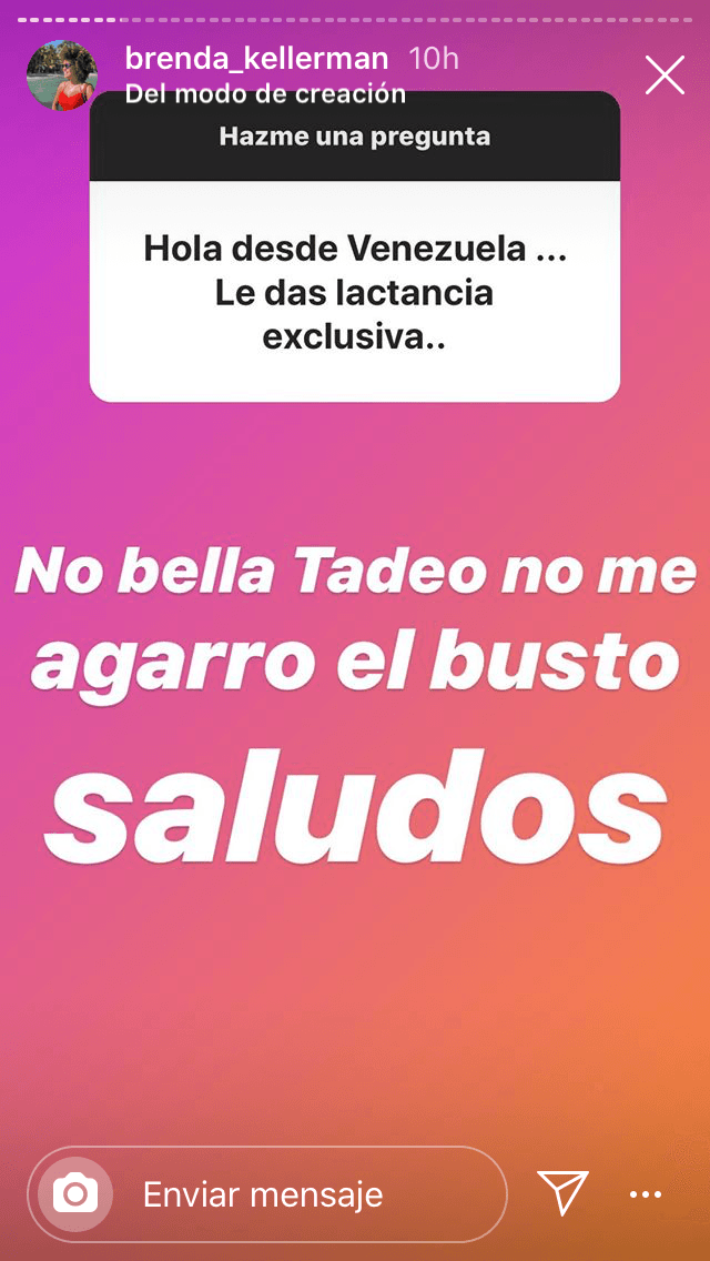 Kellerman explicó por qué no pudo depender de la lactancia exclusivamente para alimentar a Tadeo.