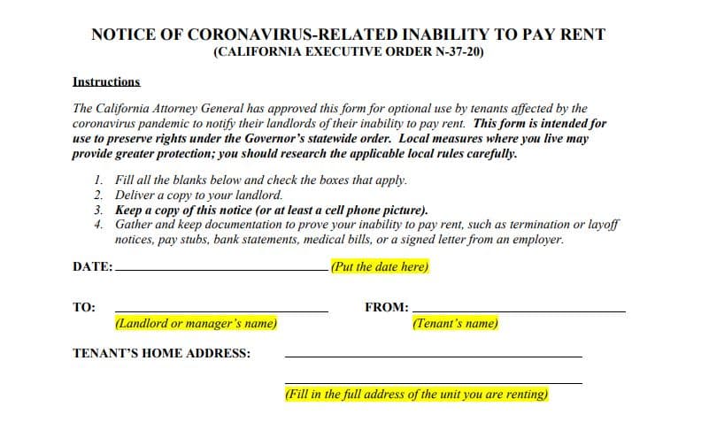 California: Presenta esta carta para evitar que te saquen de tu hogar en tiempos de coronavirus