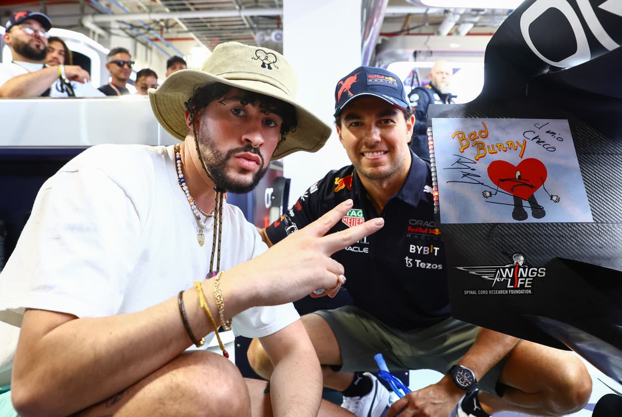 Bad Bunny y 'Checo' Pérez.