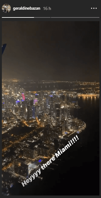 En sus historias de Instagram, la mexicana publicó que se encontraba llegando a la ciudad de Miami la noche del miércoles.
