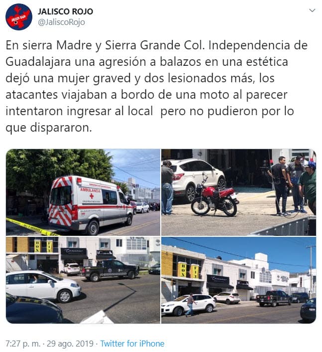 El pasado 29 de agosto medios locales de Guadalajara, México como 
<a href="https://twitter.com/JaliscoRojo/status/1167232443352567808" target="_blank">'Jalisco Rojo'</a>, reportaron un tiroteo en una colonia de dicha ciudad, en donde se reveló que la 'influencer' de origen venezolano Cheyla Navarro Cortez, mejor conocida como 'La Dollche', había quedado gravemente herida.
<br>