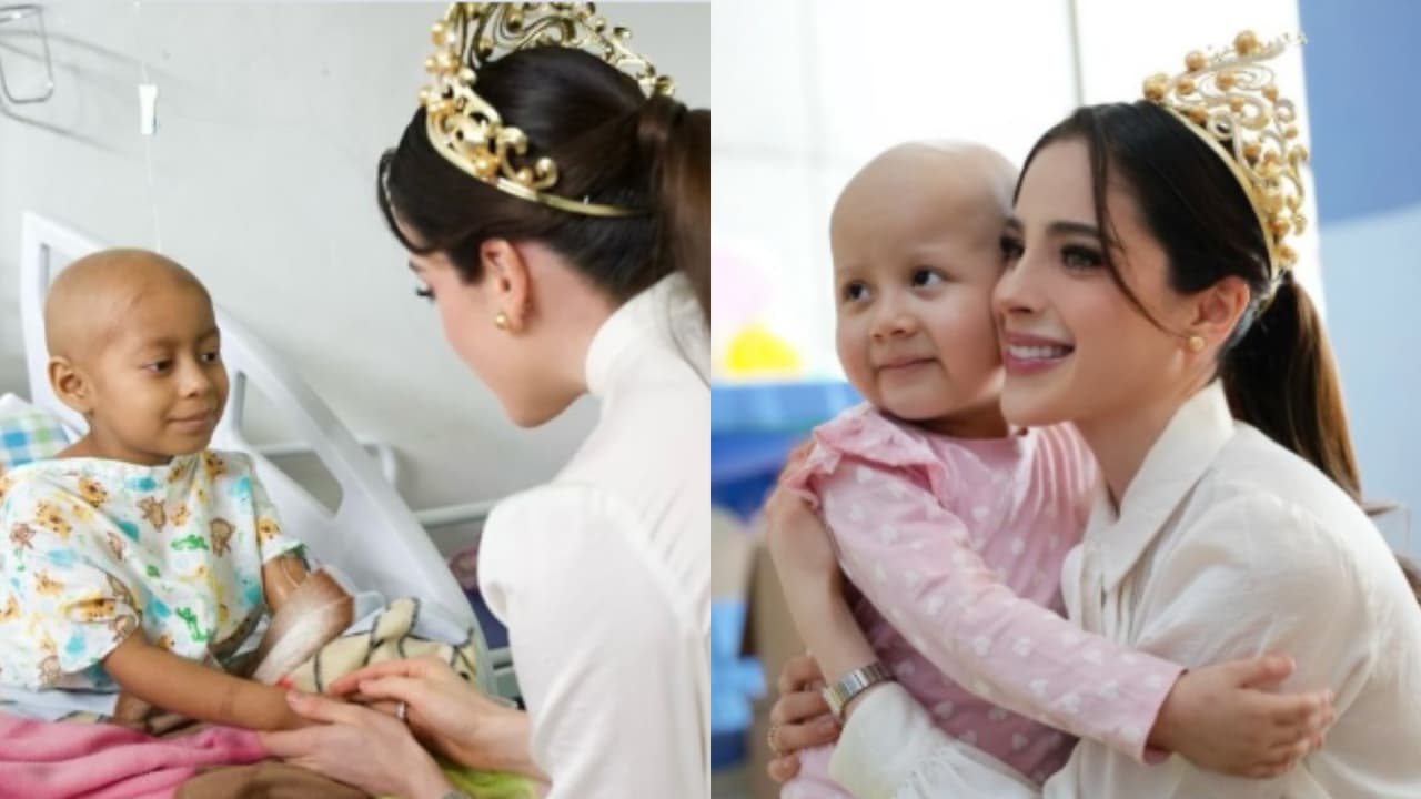 Fátima Bosch comenzó su labor social como Miss Universe visitando un hospital infantil en Tabasco.