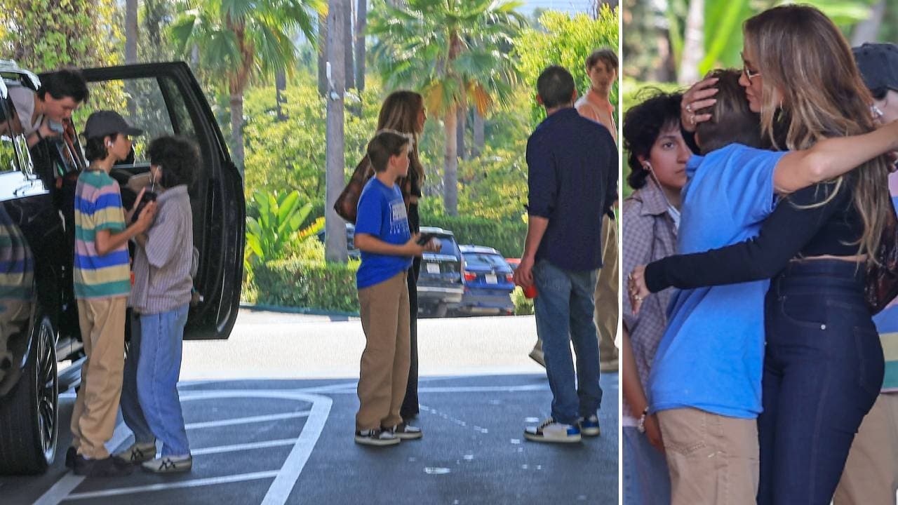 Los hijos de Ben Affleck y JLo al llegar al restaurante en Beverly Hills donde volvieron a aparecer juntos.