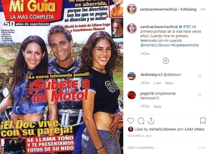 2. Sandra comenzó su carrera como actriz en 2002 con un protagónico en 'Súbete a mi moto', telenovela mexicana en la que trabajó junto a Bárbara Mori, Michel Brown y Mark Tacher.