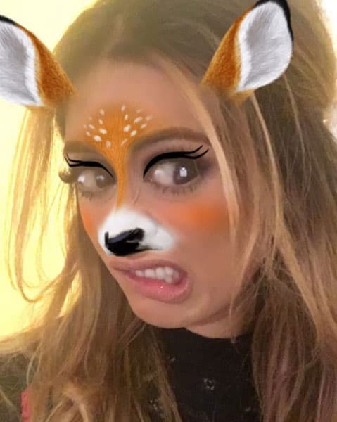 Los filtros de animales son unos de sus favoritos: "¿¿¿¿¿¿Qué quéeeeeeeee??????", es el texto que se puede leer en esta imagen en Instagram.