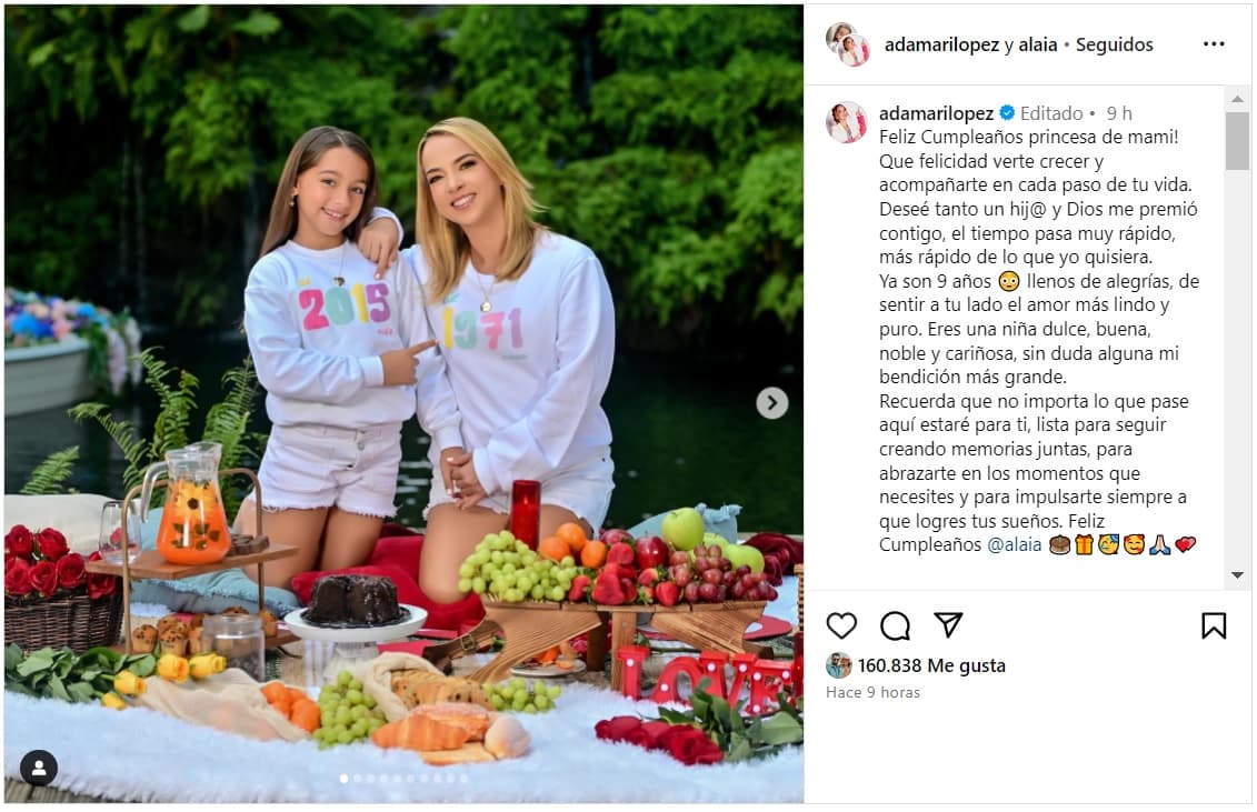 Adamari López celebra a su hija Alaïa.