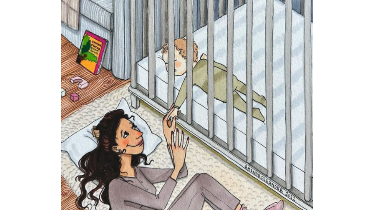 Ilustración de Amanda Oleander sobre la maternidad y la llegada de un nuevo bebé