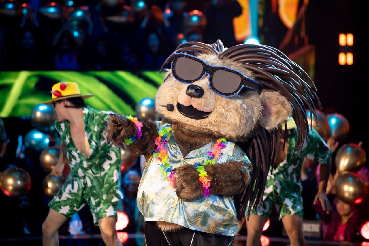 Puercoespunk se olvidó de su look rockero para sumarse a la noda hawaina.