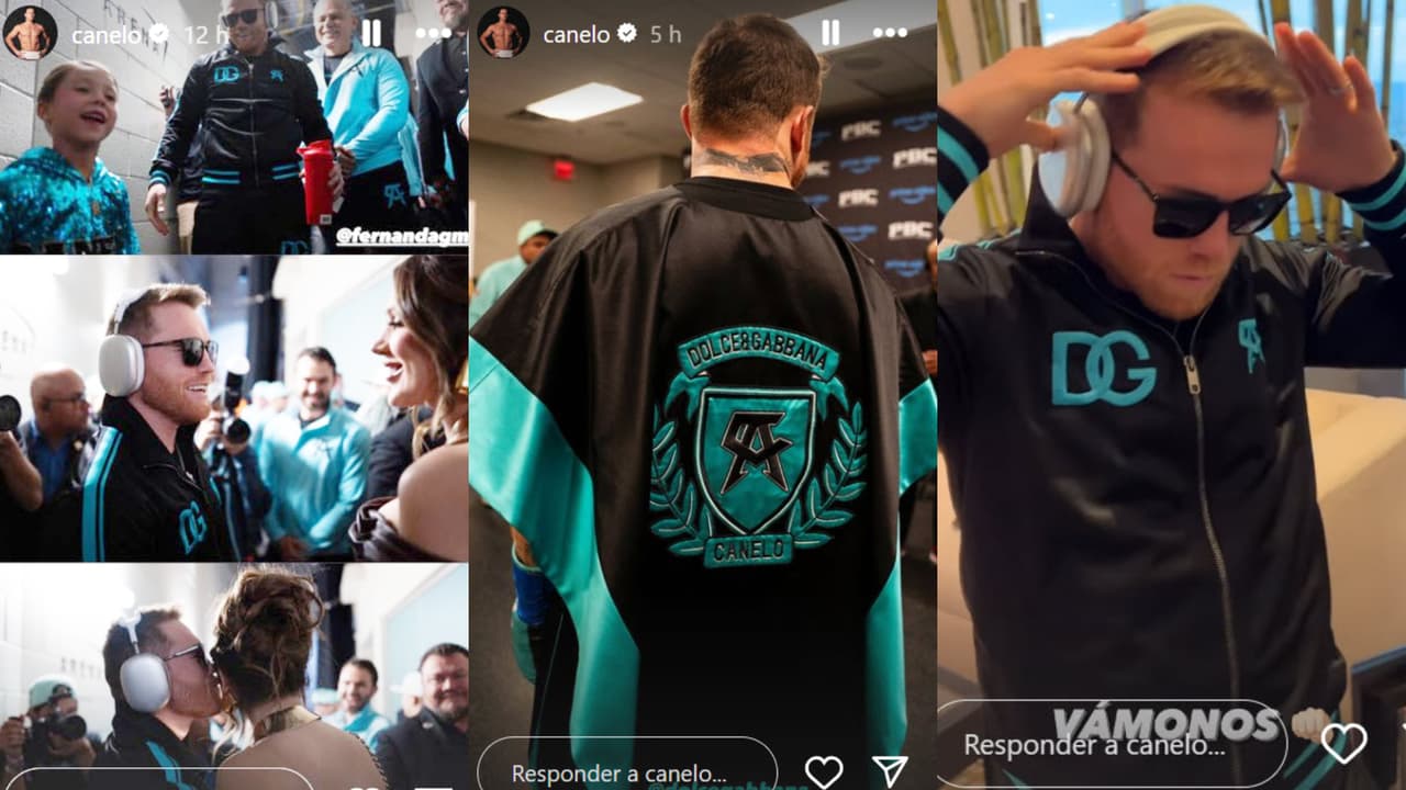 Momentos antes de la pelea, 'Canelo' le dio un beso a su esposa.