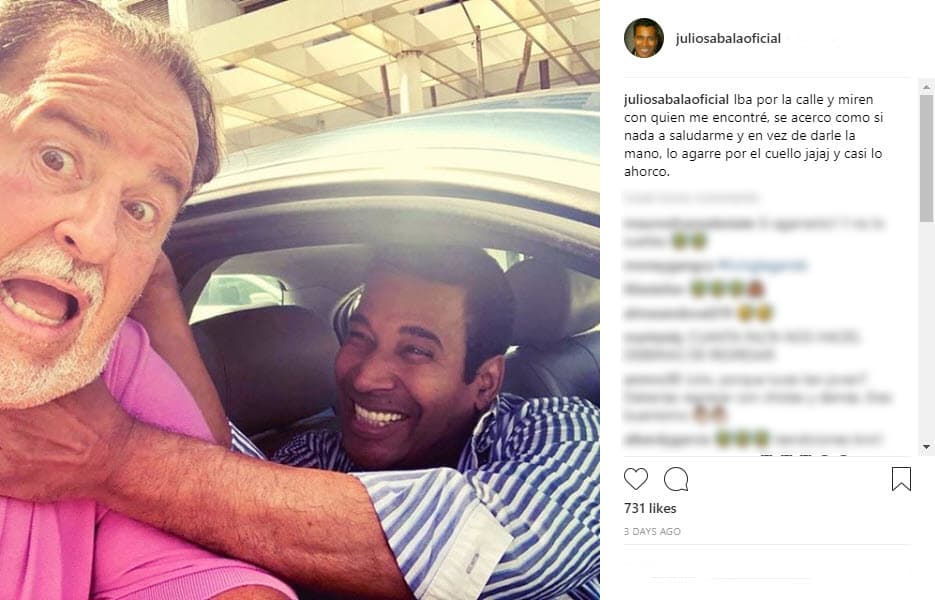 Por su parte, Julio también compartió la imagen con sus miles de seguidores en la misma red social: "Iba por la calle y miren con quién me encontré, se acercó como si nada a saludarme y en vez de darle la mano, lo agarré por el cuello ja ja ja y casi lo ahorco".
<br>