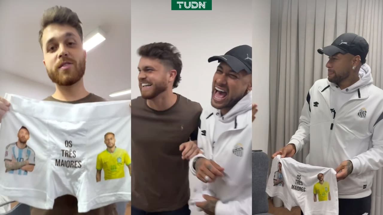 Sorprenden a Neymar con insólito regalo: ¡Unos calzones con la cara de Messi!