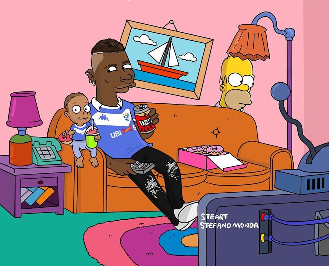 El nene más polémico del futbol, Mario Balotelli con su hija en el sofá más famoso del mundo.