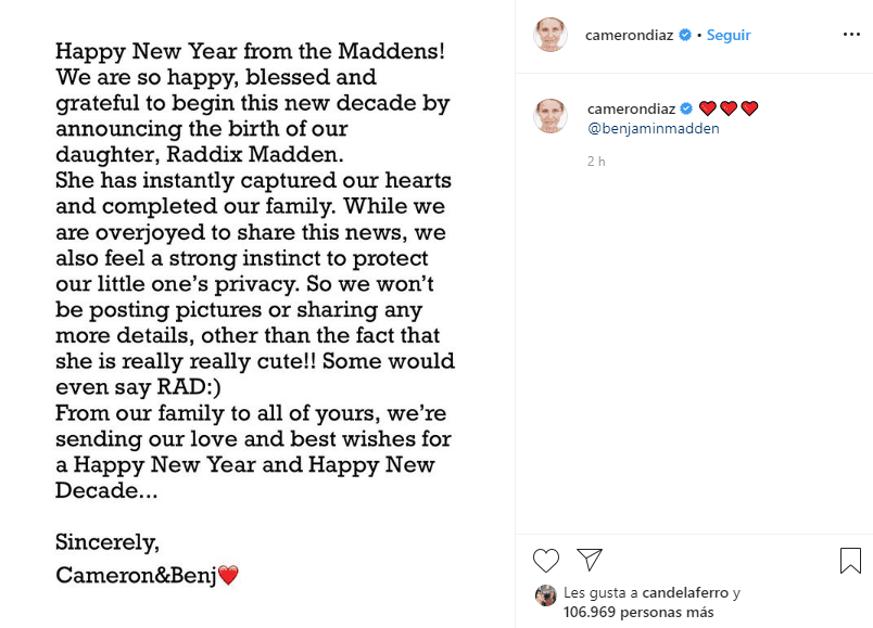 La actriz anunció este viernes a través de su cuenta de Instagram, que recientemente dieron la bienvenida a la nueva integrante de la familia.