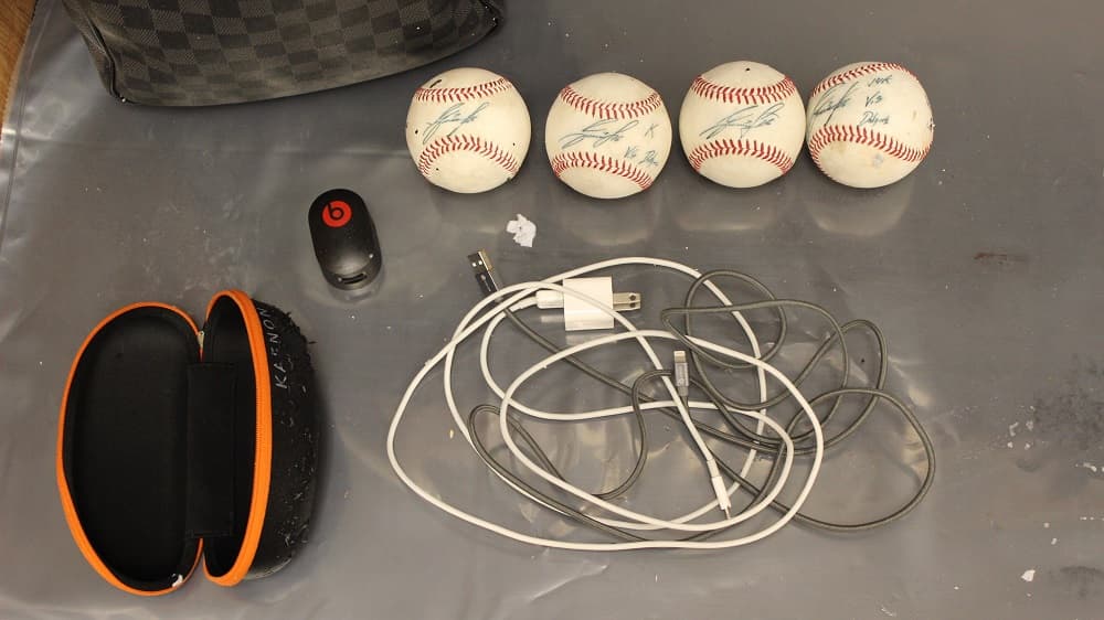 Baseballs signed by Jose Fernandez found in a bag that was on the boat.