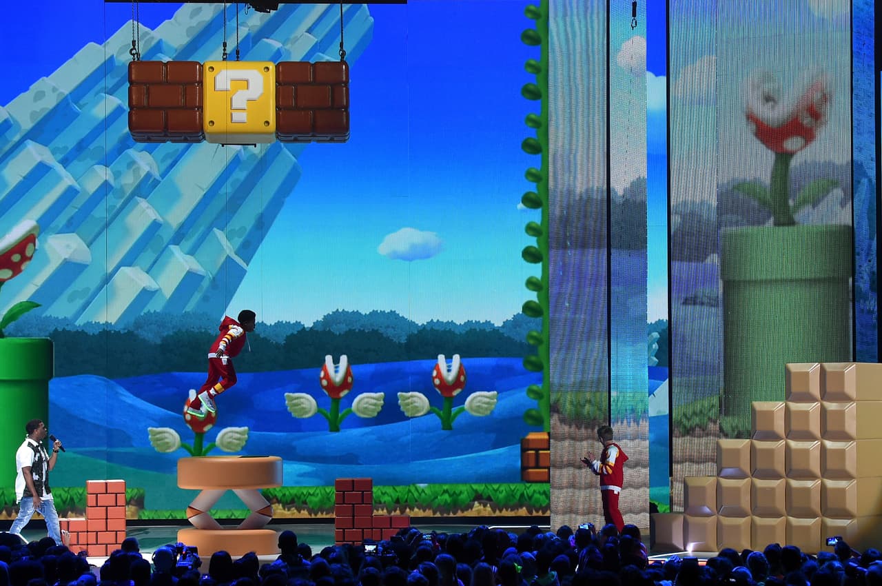 Una de las cosas que más llamó la atención fue la escenografía del videojuego Mario Bross.