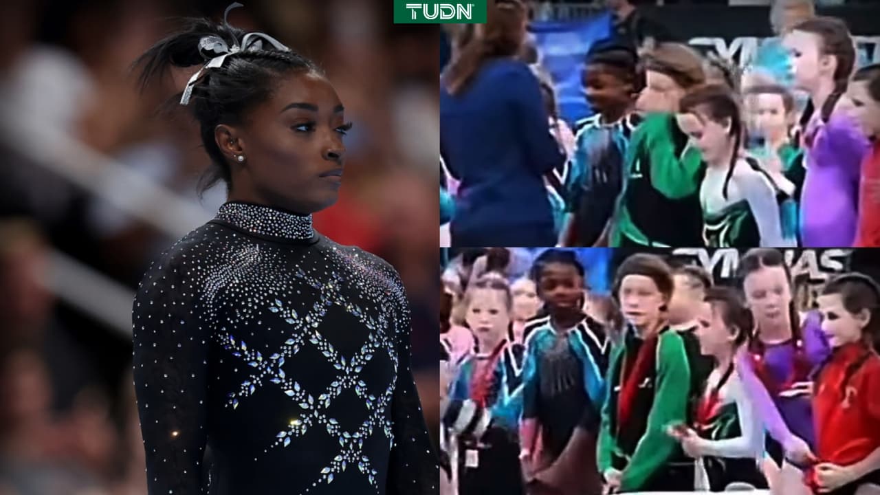 Simone Biles apoya a pequeña gimnasta víctima de racismo en entrega de medallas