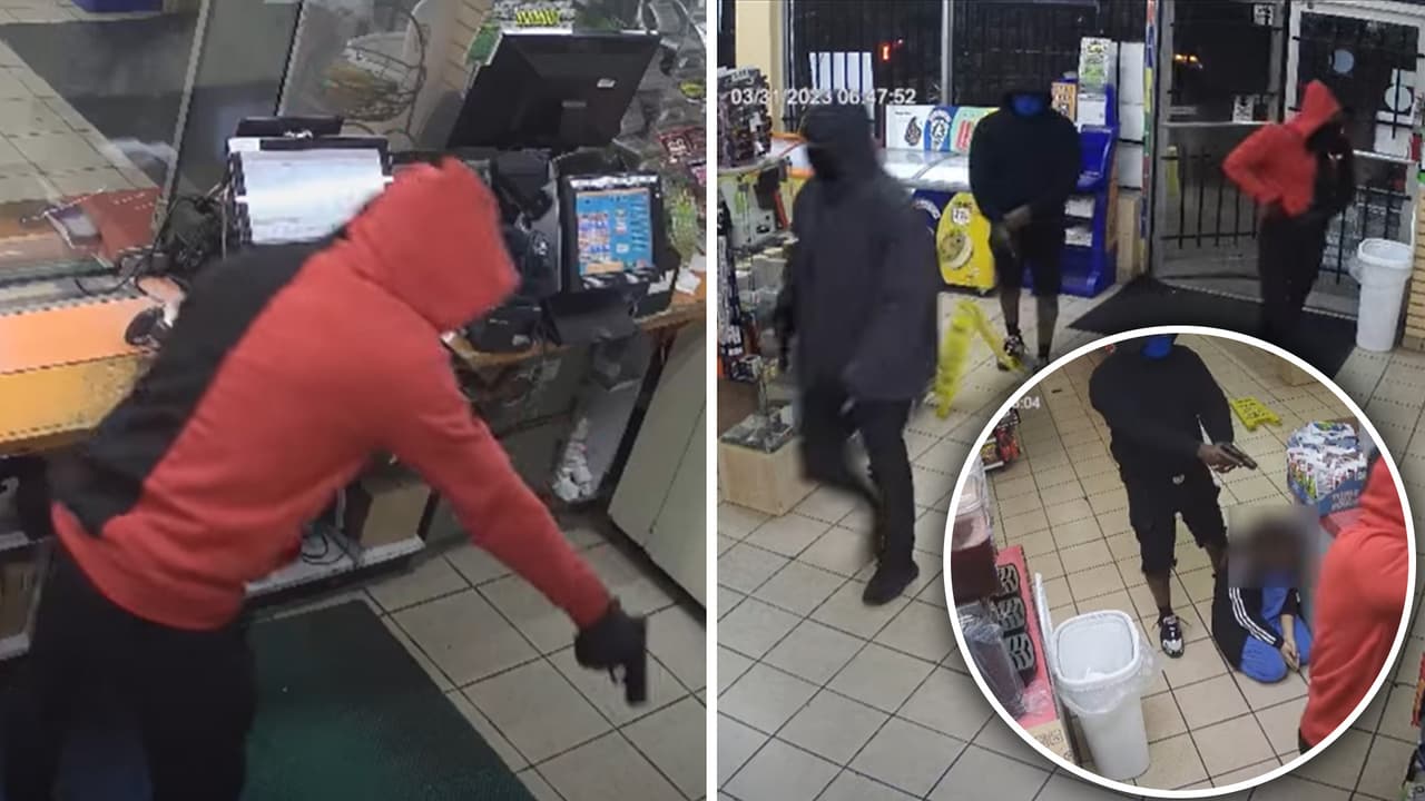 Buscan a tres hombres acusados de robar a punta de pistola una tienda en Houston: todo quedó en video 
