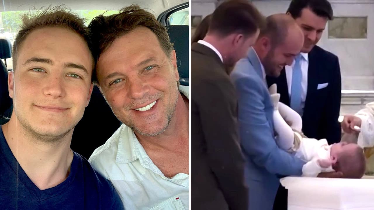 Nieto de René Strickler es bautizado: su hijo y esposo así comparten el momento