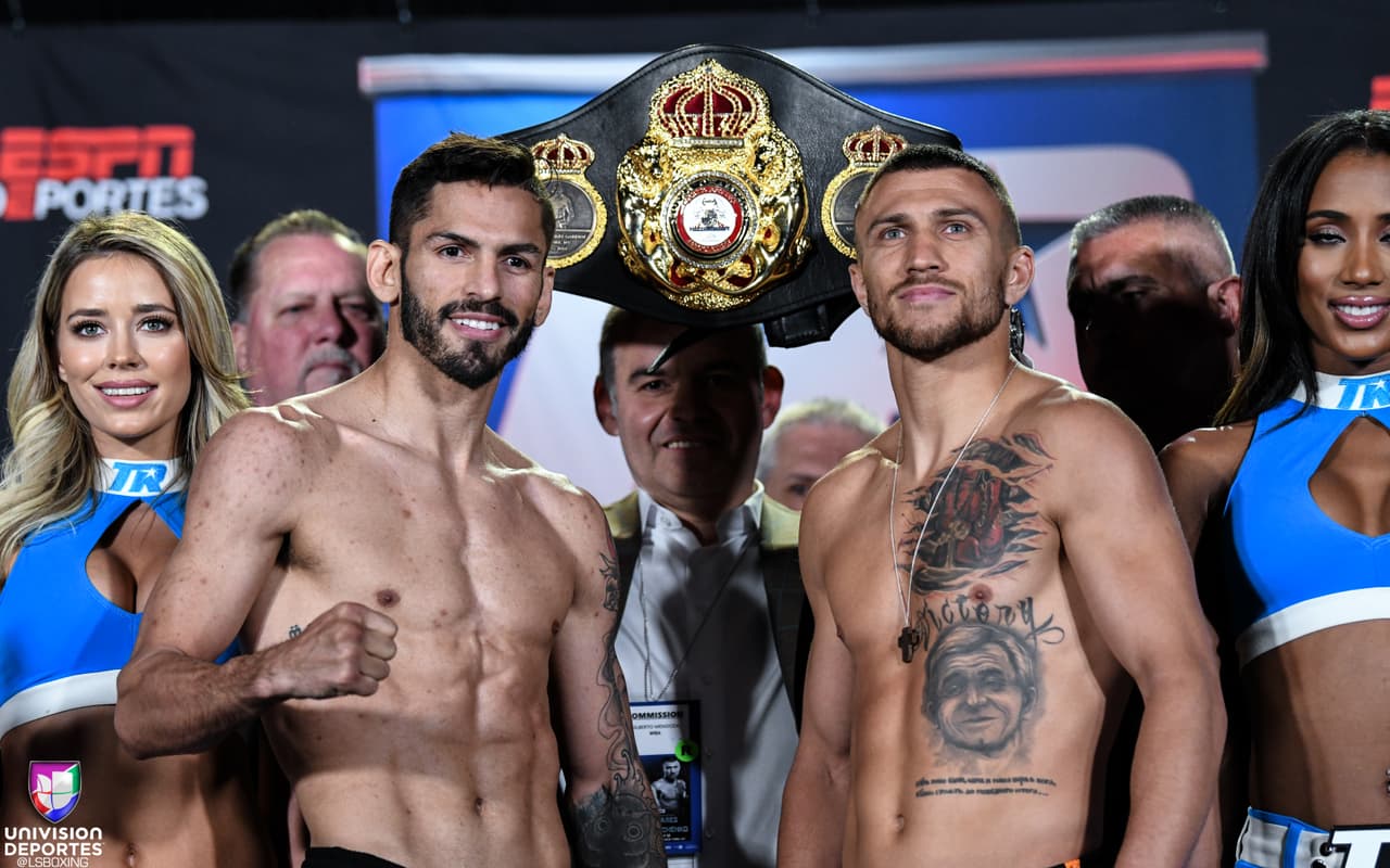 Jorge Linares y Vasyl Lomachenko pasaron la prueba en la báscula de cara a su pelea del sábado por la noche en el Madison Square Garden. Ambos pesaron 134.6 libras.