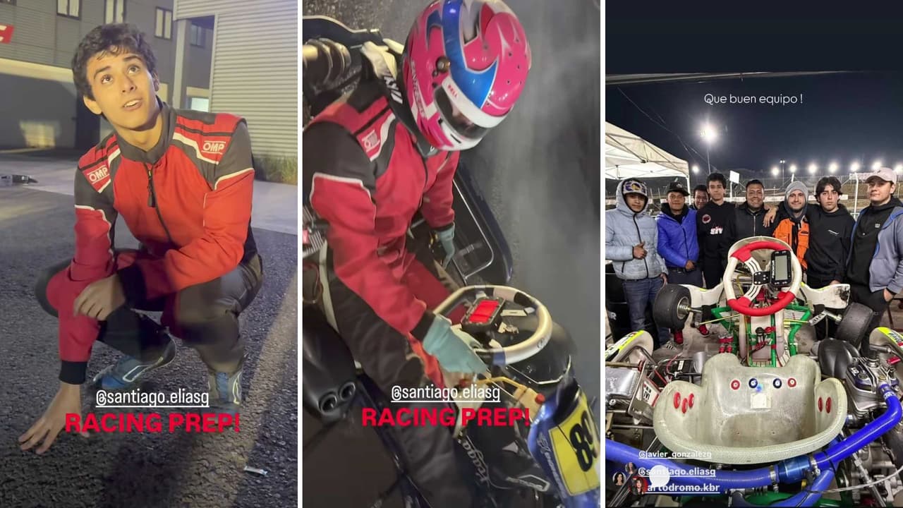 Hijo de Susana González, Santiago, compitió en una carrera de autos.