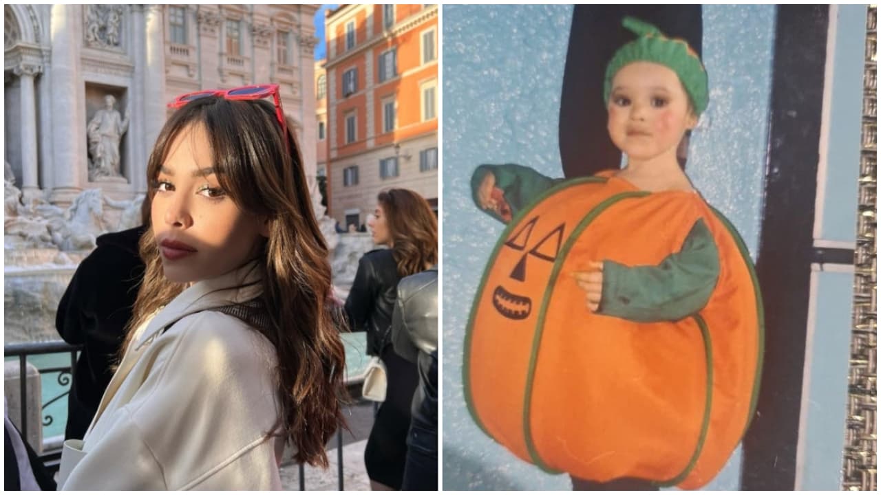 <b>Danna Paola</b> derrochó ternura con esta imagen: "Fui una calabaza feliz".