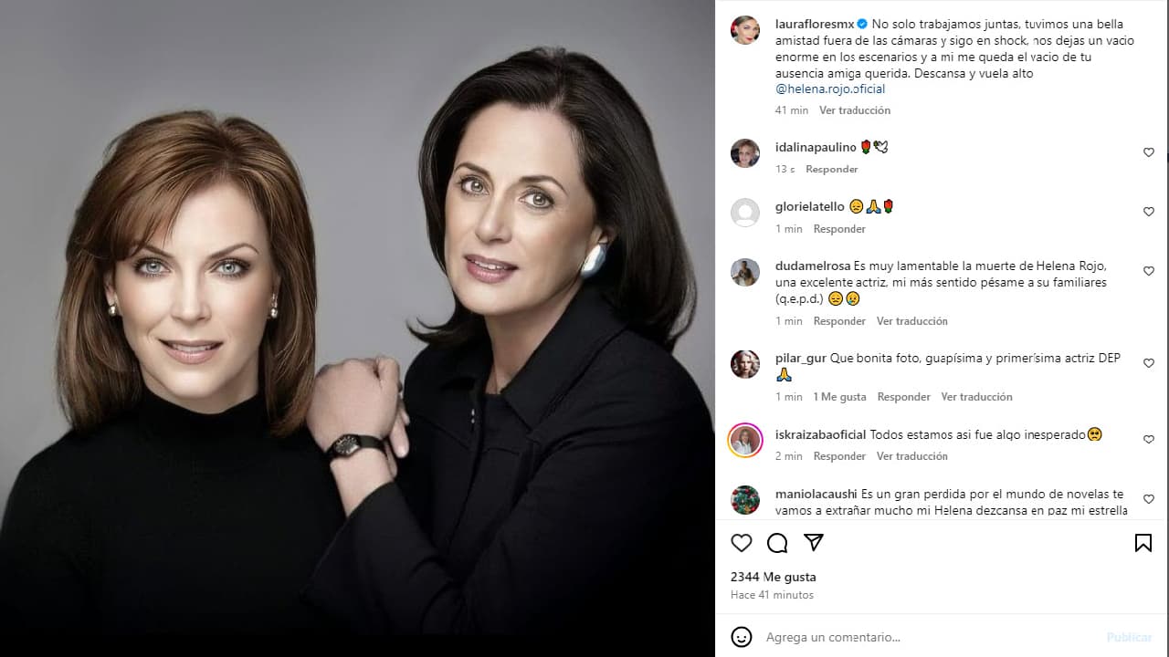 Laura Flores se despide de Helena Rojo.