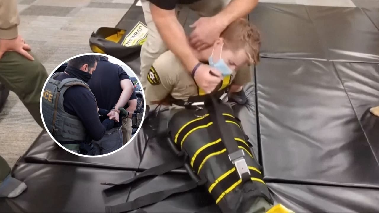 Reportan el polémico uso de ICE de un dispositivo para amarrar inmigrantes durante su deportación