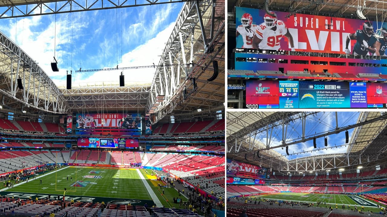 Este es el ambiente al interior del estadio State Farm en Glendale previo al inicio del Súper Bowl LVII