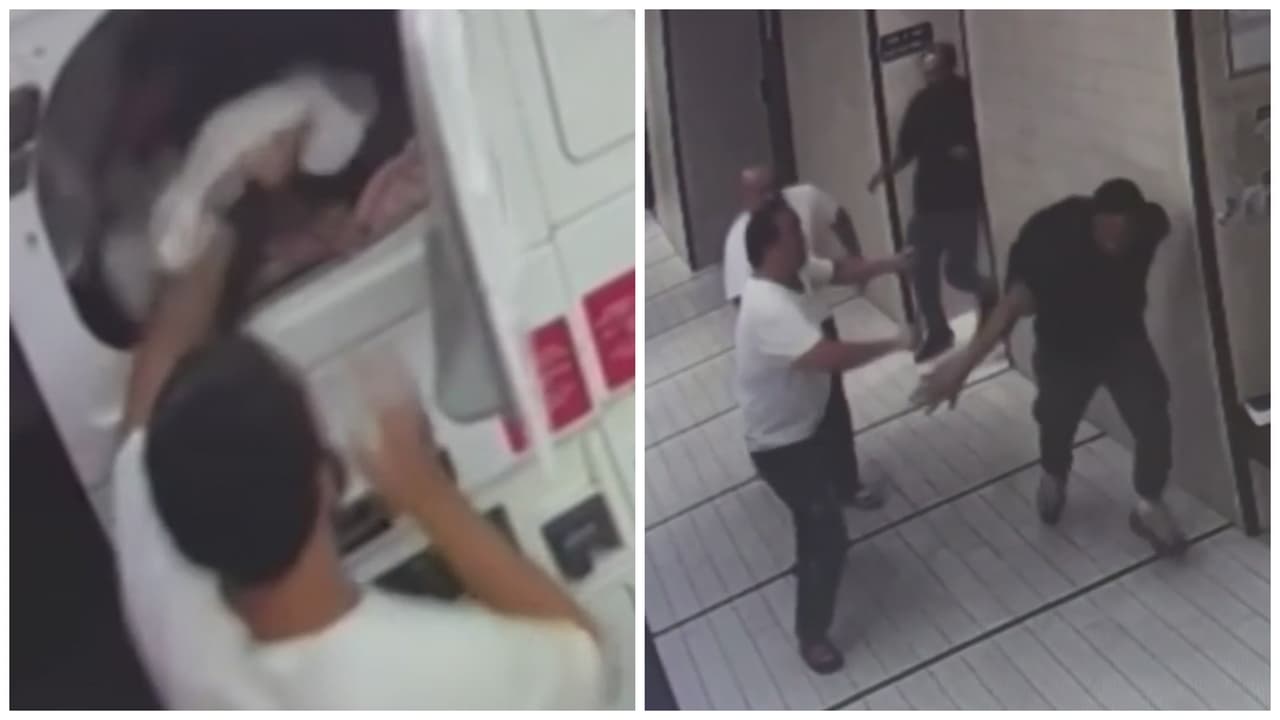 Un video muestra a un hombre llevándose ropa interior femenina en una lavandería de lujoso edificio